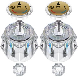 Dreyoo Faucet Handle Compatible with Delta Faucet RP2391, Single Clear Knob Handle Kit with Offset Hole for Shower/Tub, 2-1/2" x 2-1/8" Faucet Knob Replacement, Clear Acrylic Finish (2 Pack)