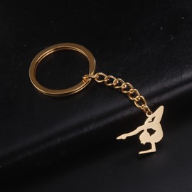 VASSAGO Gymnastics Keyring Stainless Steel Sports Ballerina Pendant Gymnastics Trainer Jewelry Gifts for Girls