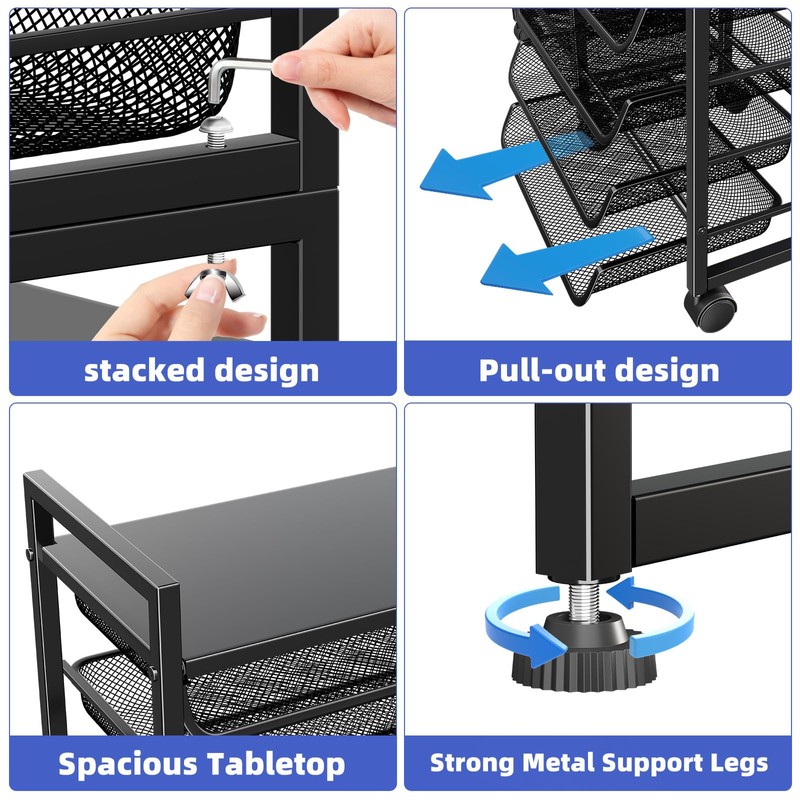 Simple Trending Rolling File Storage Cart, 15-Tier Metal Desk File
