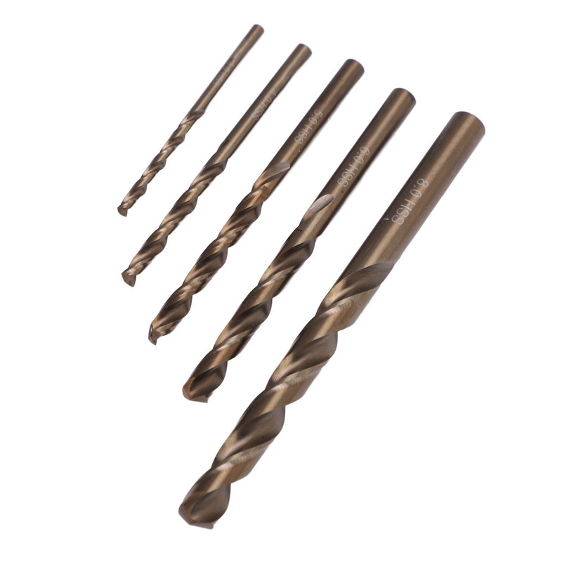 5Pcs Straight Shank Twist Drill Bit HSS 3 4 5