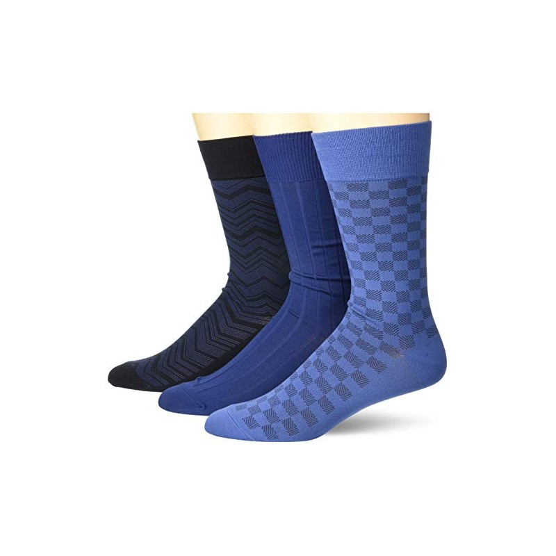 Perry Ellis Men's Portfolio Microfiber Luxury Socks, 3-Pack, Herringbone Check