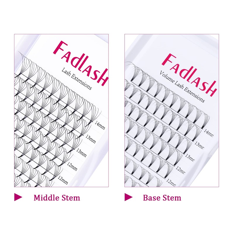 Fan Eyelashes, 5D Eyelashes, 0.05 mm Volume, C Curl, 8-14