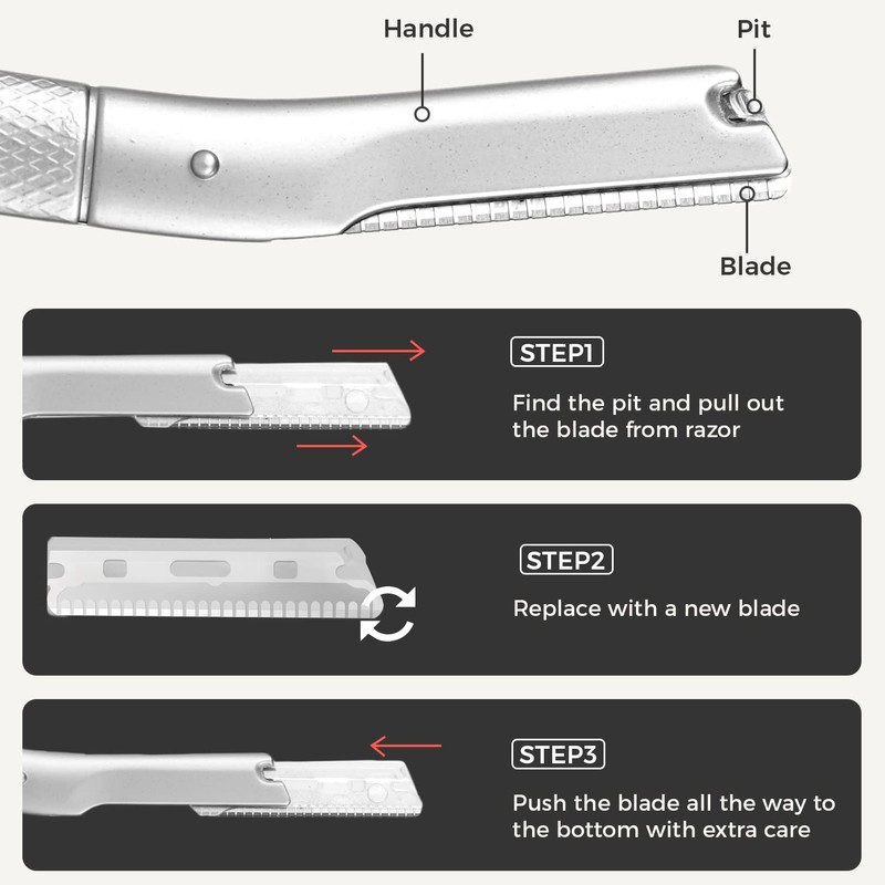 10PCS Replacement Razor Blades,Razor Blades Refills,Eyebrow Facial Razor Blades