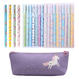 WUFGWBD 20 Gel Pens And 1 Pencil Case, Cute Stationery, Creative Cartoon Stationery, School Supplies, Girls’ Stationery