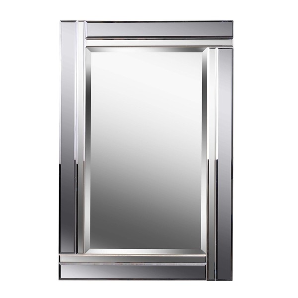 Kenroy Home 60426 Still Mirror with Beveled Smoke and Plain Mirror Frame with Smoked Mirror Finish, Modern Style, 36" Height, 24" Width, 1" Depth, Medium
