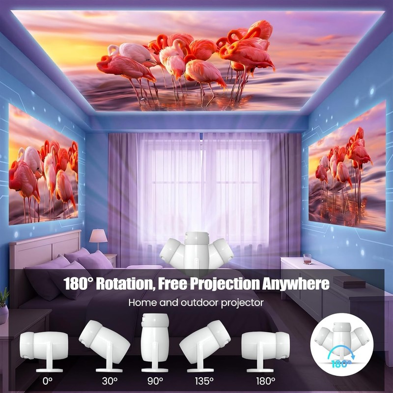 [Built-in Apps]Mini Projector with WiFi and Bluetooth,Portable Projector 4K Support