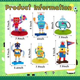 12 Pieces Robot Birthday Party Supplies Robot Party Honeycomb Centerpieces Robot Party Decorations Robot Party Table Topper for Baby Shower Decorations for Kids Birthday Party Supplies