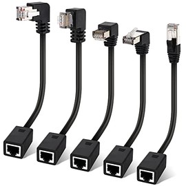 Cable de Extensión Ethernet Cat 6 Paquete de 5, Múltiples Ángulos (Arriba/Abajo/Izquierda/Derecha/Recto), Adaptador de Cable de Conexión de Red LAN Cat6 RJ45, Conector Blindado FTP Macho a Hembra