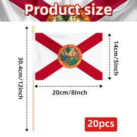 Pack of 20, Handheld Florida Flags 5x8 Inch - Small State of Florida Sunshine State FL Flags on Wood Sticks with Spear Top, Mini Floridian Flag for Elections, Patriotic Independence Day Decorations