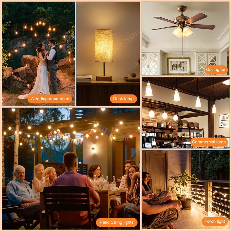 GvvooHome 25 Pack G40 LED Replacement Light Bulbs, E12 Screw