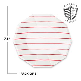 Daydream Society Frenchie - Platos de papel pequeños con rayas rojas manzana caramelo, paquete de 8 platos de postre - Fácil de mezclar y combinar, platos de fiesta para adaptarse a todas las ocasiones