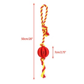 CHIWAVA 2.8" Rope Rubber Dog Toys,Dental Ball on Rope, Tug Fetch Ball for Medium Dog Color Red