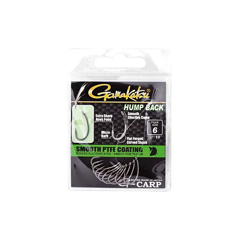 Gamakatsu Hump Back Hook - 10 Carp Hooks, Fishing Hooks