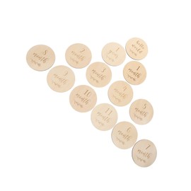 FRCOLOR 13Pcs Wooden Newborn Milestone Cards Growth Announcement Set with Natural Wood Grain for Monthly Photo Props and Memorial Keepsakes