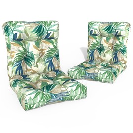 Melody Elephant Outdoor Chair Cushions, Tufted Back Patio Furniture Cushions Set of 2, Water Repellent Wicker High Back Chair Cushion for Home Garden Lounge Deep Chairs, 42x21x4 Inch, Lush Leaf Green