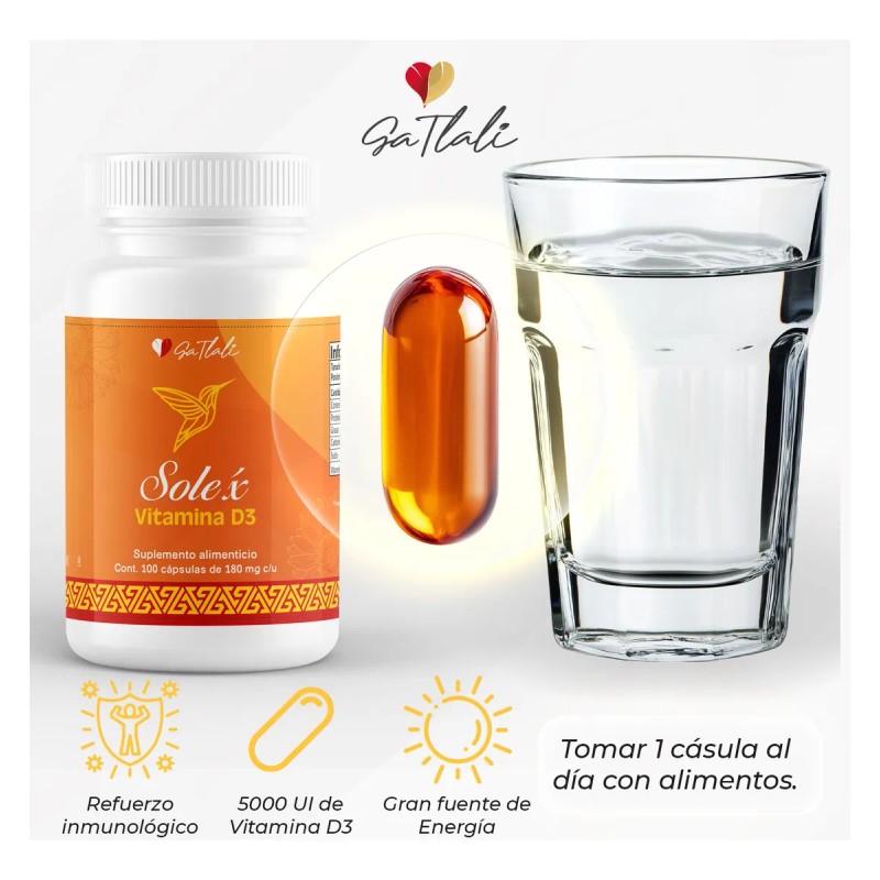 Vitamina D3 Ga Tlali 100 Softgel 180mg 5000 Iu Alta