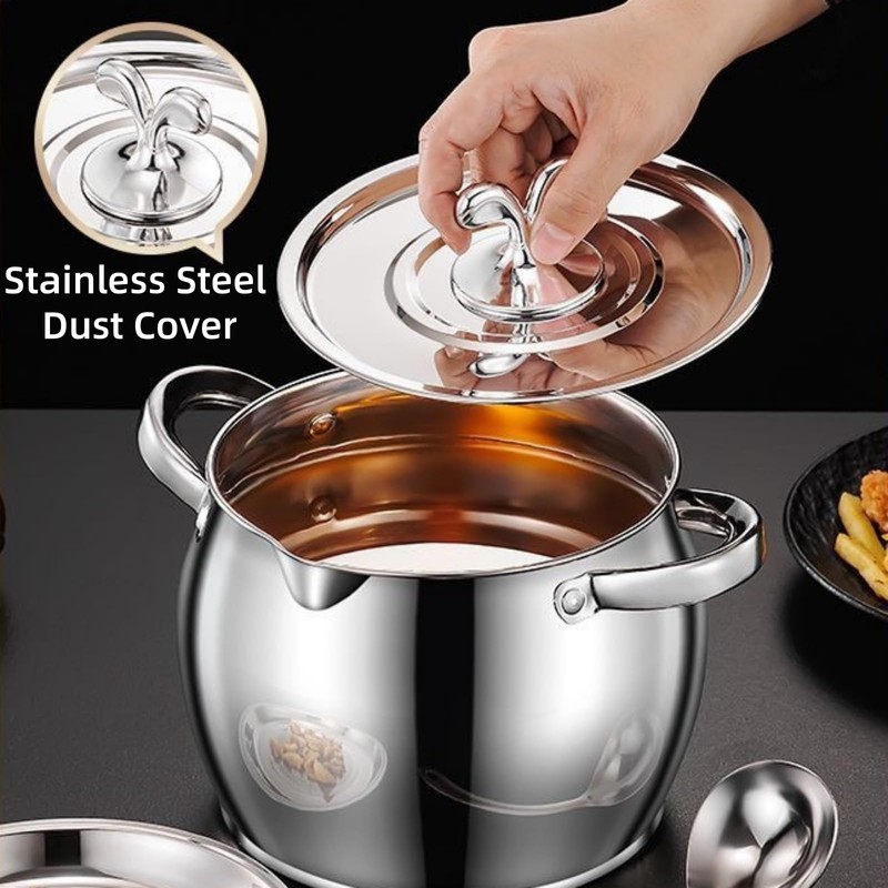 118oz Stainless Steel Jumbo Bacon Grease Container with Removable Strainer,