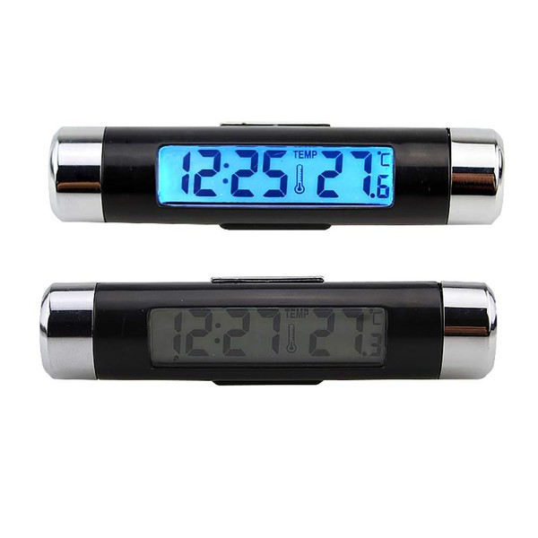 KIMISS Mini Car Clock Car Clock Thermometer Barrel LCD Display