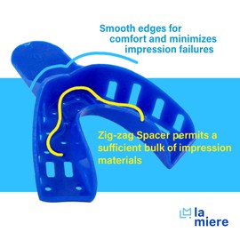 LA MIERE Royal Blue Premium Disposable Tracking Spacer Plastic Dental Impression Trays 12 PC Small, Medium, Large, Upper-Left, Lower-Right (#9 Anterior Lower)