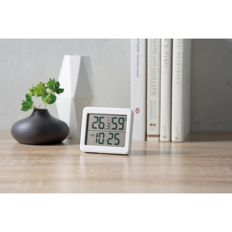 Marutatsu Thermometer/Hygrometer, Table Clock, Digital Clock, Simple, Easy to Read