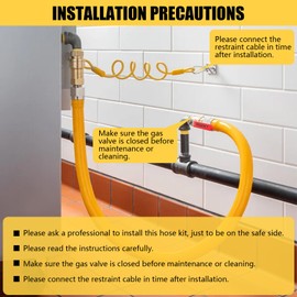 IMOLI Safety System Kit, 3/4" ID Natural Gas Line Hose, 48" Commercial Kitchen Gas Hose, Mobile Gas Connector Hose Kit with 2 Elbow Fittings, 3/4 Flexible Gas Hose