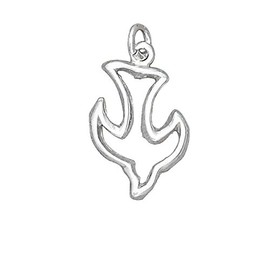 Sterling Silver Womens 16" 1mm Box Chain Cutout Descending Dove Outline Pendant Necklace