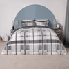 OHS Teddy Fleece Christmas Duvet Double Grey Check, Duvet Cover