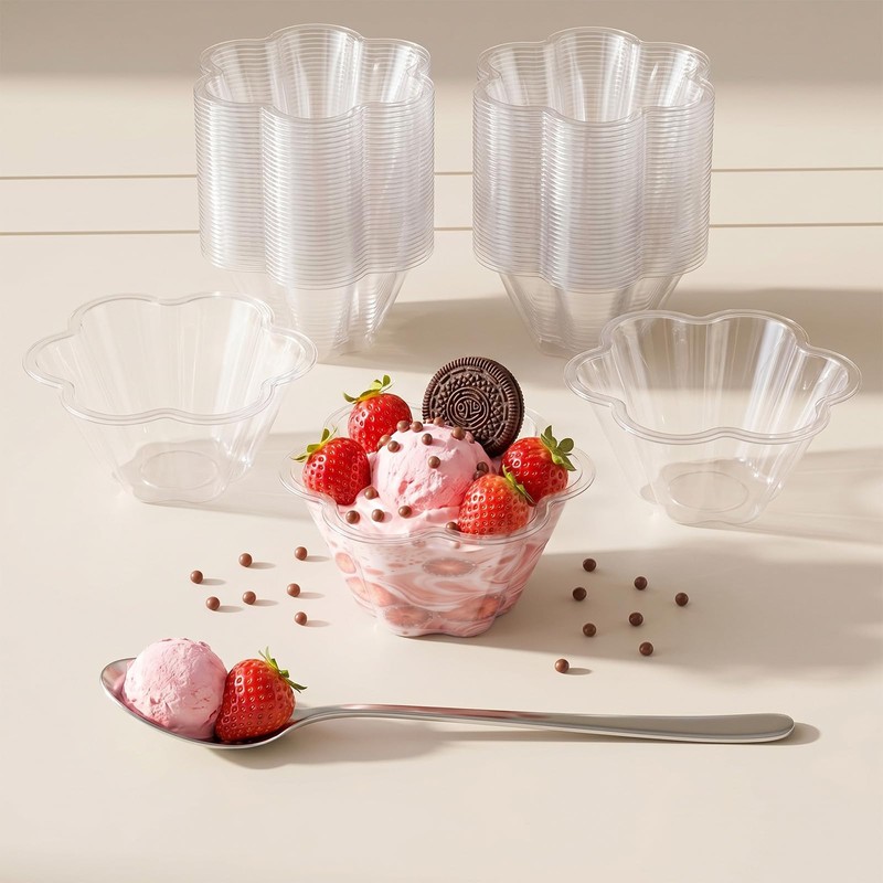 200 PCS Small Clear Plastic Bowls – 8 OZ Disposable