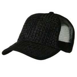 Straw Trucker Cap - Black OSFM