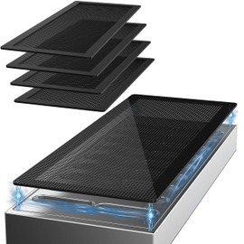 4Packs Floor Vent Cover, 4"x10" Strong Magnetic Air Vent Screen Cover Rectangle PVC Floor Register Mesh Cover Plastic Vent Screen for Wall/Ceiling/Floor Air Vent Filters - Tool-Free Installation|Black