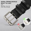VONMELLI Mens Leather Double Prong Belt Work Casual Belts for