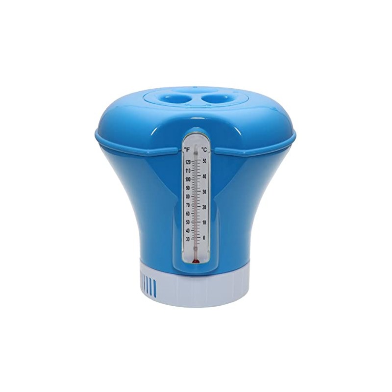 Chemical swimmer:, Chlordosierer, dosage float, Schwimmdosierer with Thermometer Blue for