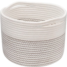 Small Storage Basket, Cotton Rope Basket, Basket for Shelves, Toy Basket, Round Woven Storage Basket, Baby Nursery Hamper, Shelf Decorative Bin for Keys, Gift, 24 x 24 x 18 cm