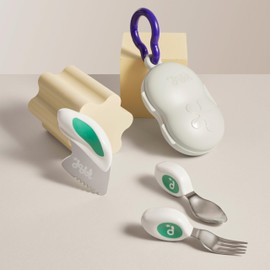 doddl Kinderbesteck-Set für Kleinkinder und Babys ab 12 Monate | Gabel, Löffel & Messer | Esslernbesteck |Babybesteck aus Edelstahl | selbständig Essen lernen | Ergonomische Griffe| Aqua