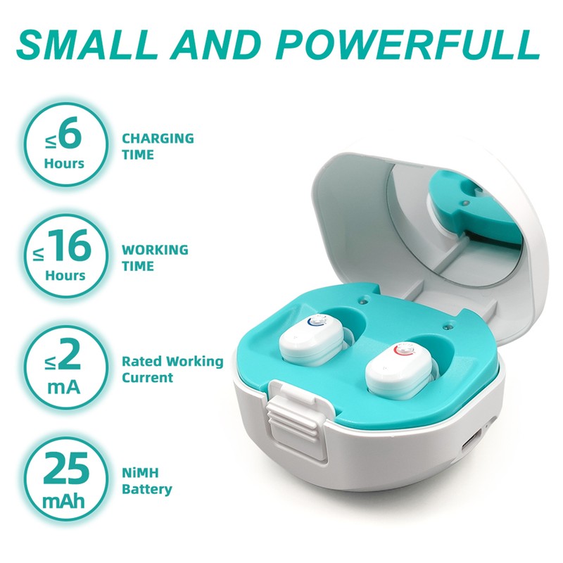 Double Direct Charging Hearing Aid Earphone Ear Aid White Layered