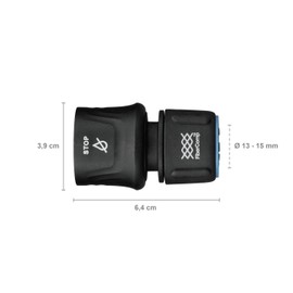 Fiskars Hose connection, universal size, diameter 13-15 mm (1/2 - 5/8 inches), FiberComp, 30 g, black/blue, STOP, 1054789