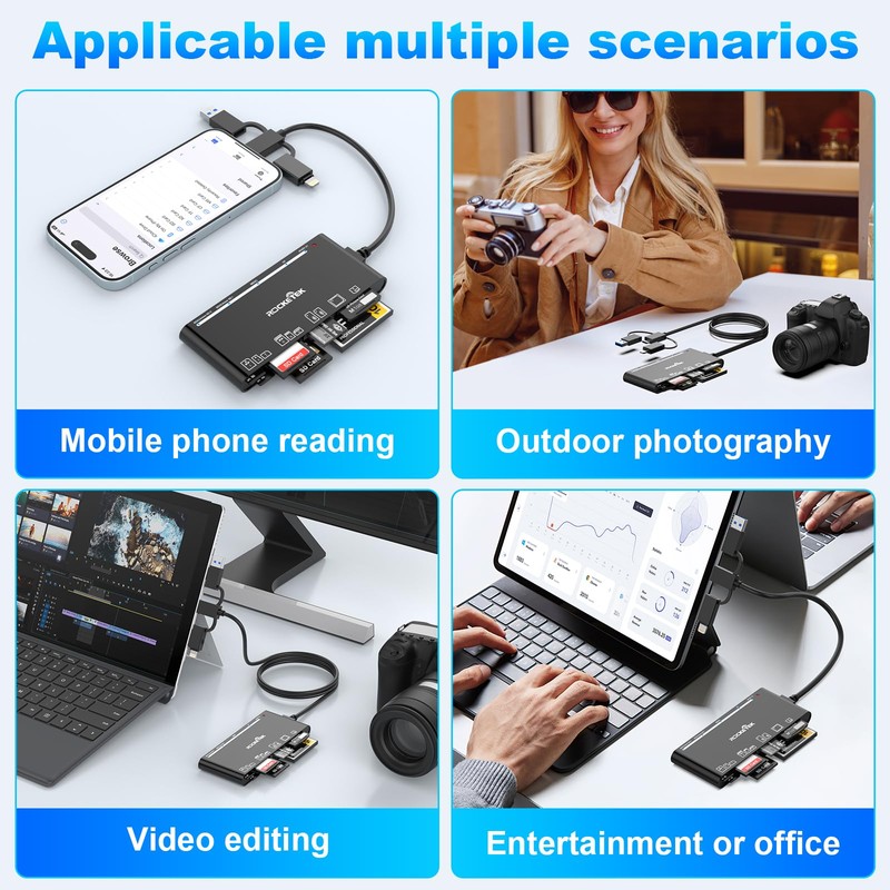 7-in-1 USB3.0 Multi Card Reader 2FT, USB 3.0 Memory Card