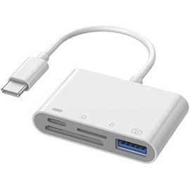 USB C SD Card Reader, 4 in 1 USB-C to Camera Memory Card Adapter with Charging Port, USB 3.0 Female OTG Adapter for Pro MacBook Pro/Air Galaxy and More USB C Devices