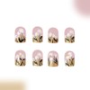 Short Press on Nails Square Fake Nails with Glitter Flower