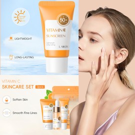 Skin Care Kit Vitamin C Girls Gifts - Skincare for Girls 10-12 - Moisturizing Skincare Set - Gift Set with Sunscreen, Serum, Face Cream, Eye Cream & Gift Bag - Hydrating Travel Essentials for Women