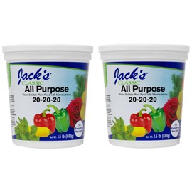 Jack's Classic 20-20-20 All Purpose Water-Soluble Fertilizer with Micronutrients to Provide General Growth on All Plants, 1.5lbs, 2 Pack