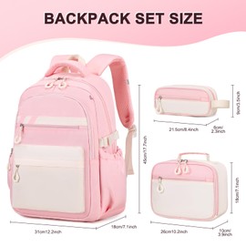 Scothen Backpack for Girls, 3Pcs Girls Backpacks with Lunch Bag Pencil Case, Kids School Backpack for Teen Girl Students Kindergarten Elementary Middle High School Bookbag Set