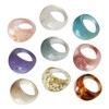 FOMIYES 9Pcs Resin Finger Ring Fashion Decor Unique Clear Rings