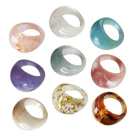 FOMIYES 9Pcs Resin Finger Ring Fashion Decor Unique Clear Rings for All Occasions Durable and Safe Material Creative present for