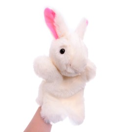 Bunny Hand Puppets Rabbit Plush Animal Toys for Imaginative Pretend Play Storytelling White