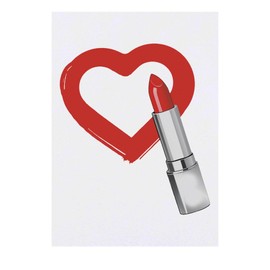 'Red Lipstick Love Heart ' Temporary Tattoo - Water Resistant, Skin-Safe, Non-Toxic Transfer (TO00083625)