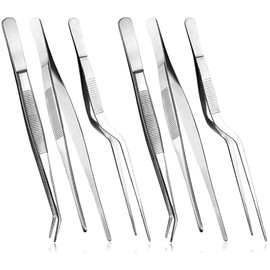 6 Pack Kitchen Tweezers, Stainless Steel Tweezers, Cooking Tweezers, Grill Tweezers, for Cooking, Decorating Food, Baking, 16cm