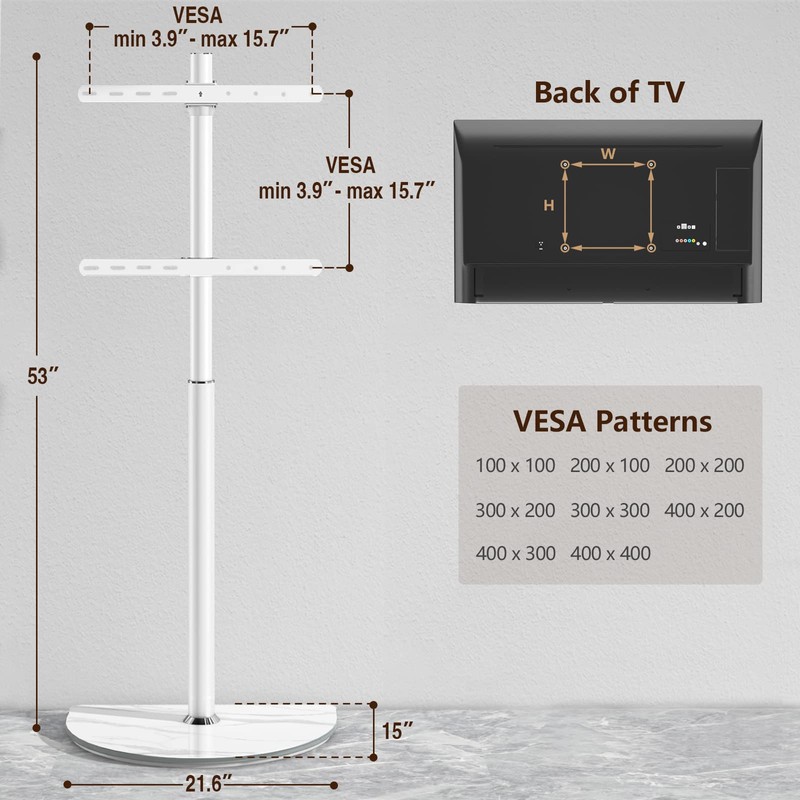 Universal Corner TV Floor Stand with Swivel Mount for 32-65