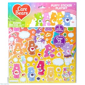 Care Bears Puffy Sticker Playset - Over 75 Reusable Stickers & 2 Play Scenes, Fun Activities, Travel Toys for Kids Ages 4-8