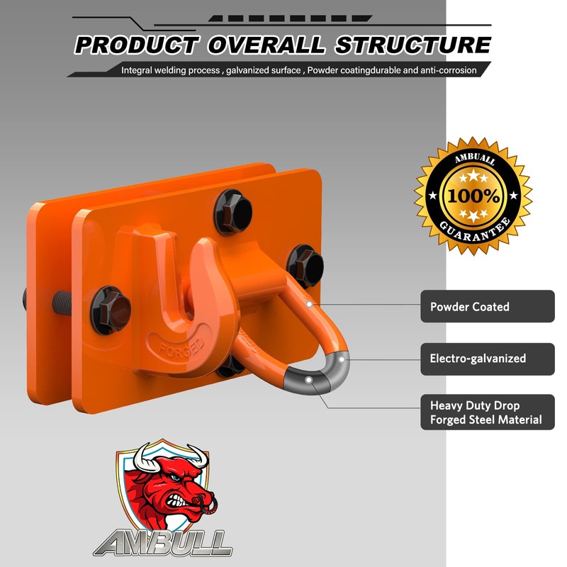 AMBULL 2 Pack Tractor Bucket Hooks with Tie Down Ring,